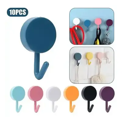 10PCS Self Adhesive Wall Hook Strong Without Drilling Coat Bag Bathroom Door Kitchen Towel Hanger Hooks Home Storage Accessories